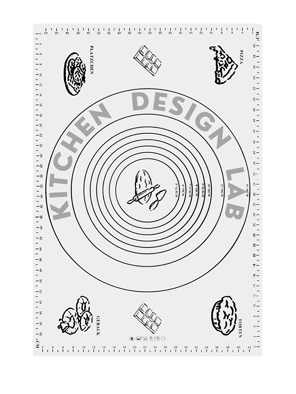 2'li Set Beyaz 45x65 Cm Silikon Hamur Açma Matı Ve Kırmızı Silikon Yanmaz Mutfak Fırın Eldiveni-1