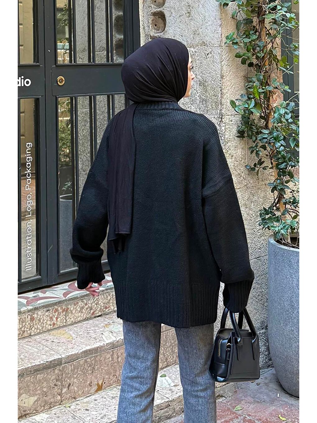 Salaş Dokulu Basic Hırka Siyah-3