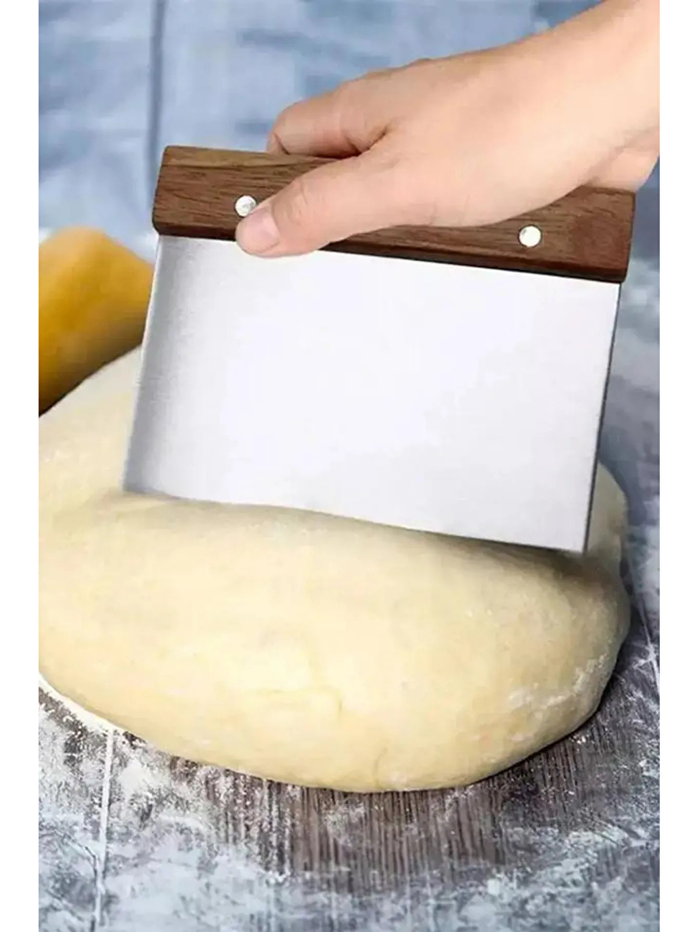 Beyaz Silikon Hamur Açma Matı 45 X 65 Cm, 28 Cm Pizza Tepsisi Ve Ahşap Saplı Hamur ve Pizza Kesici-3