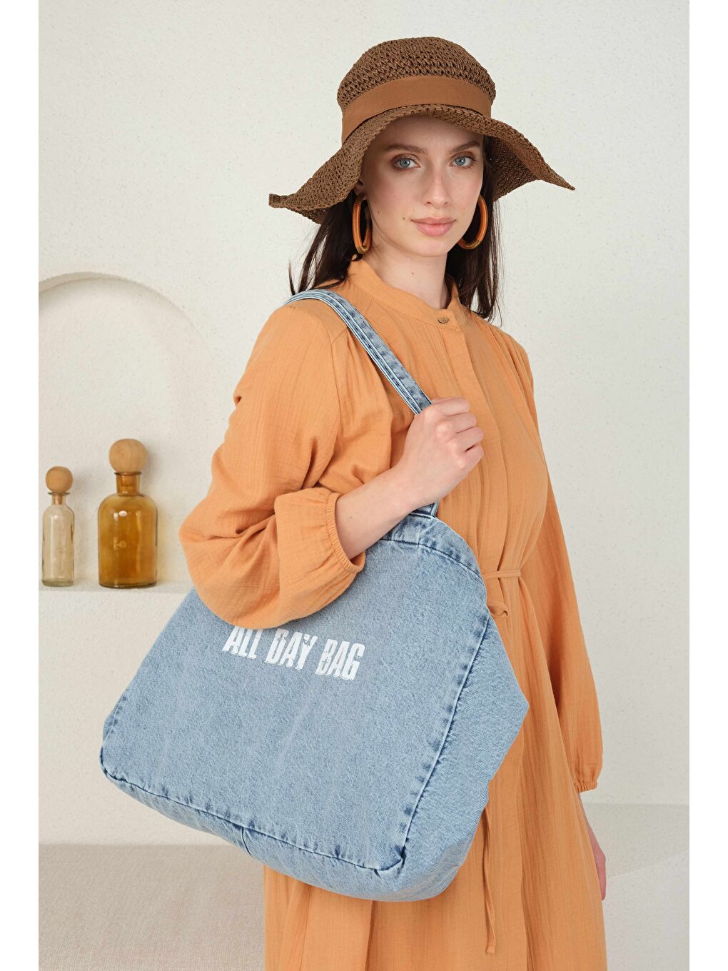 Pembe Uzun Müslin Gömlek Somon-1