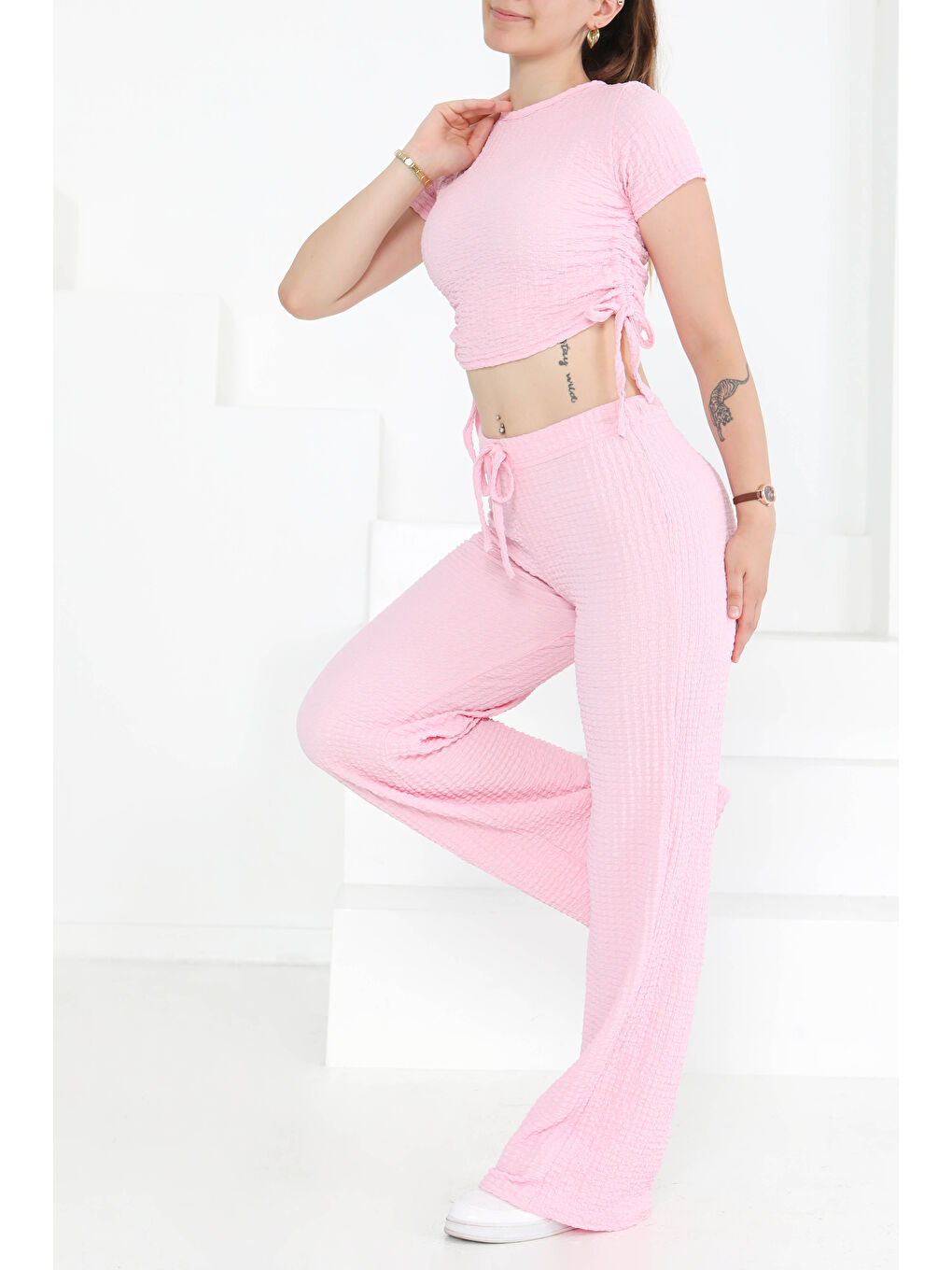Yan Bağcıklı Takım Pembe - 27277-3