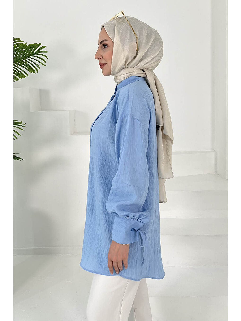Kolları Bağcık Detaylı Tunik Bebe Mavi - 27001-4