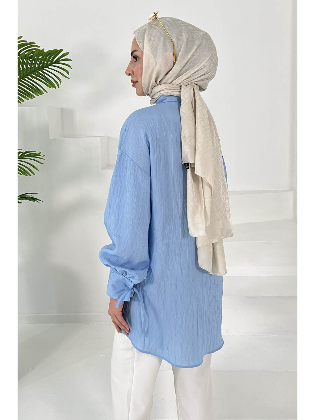 Kolları Bağcık Detaylı Tunik Bebe Mavi - 27001-5