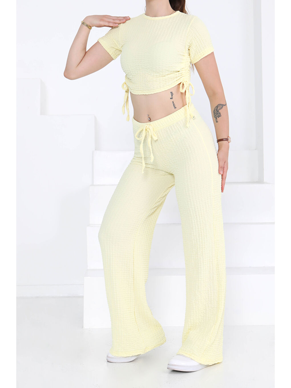 Sarı Yan Bağcıklı Takım Sari - 27277-2