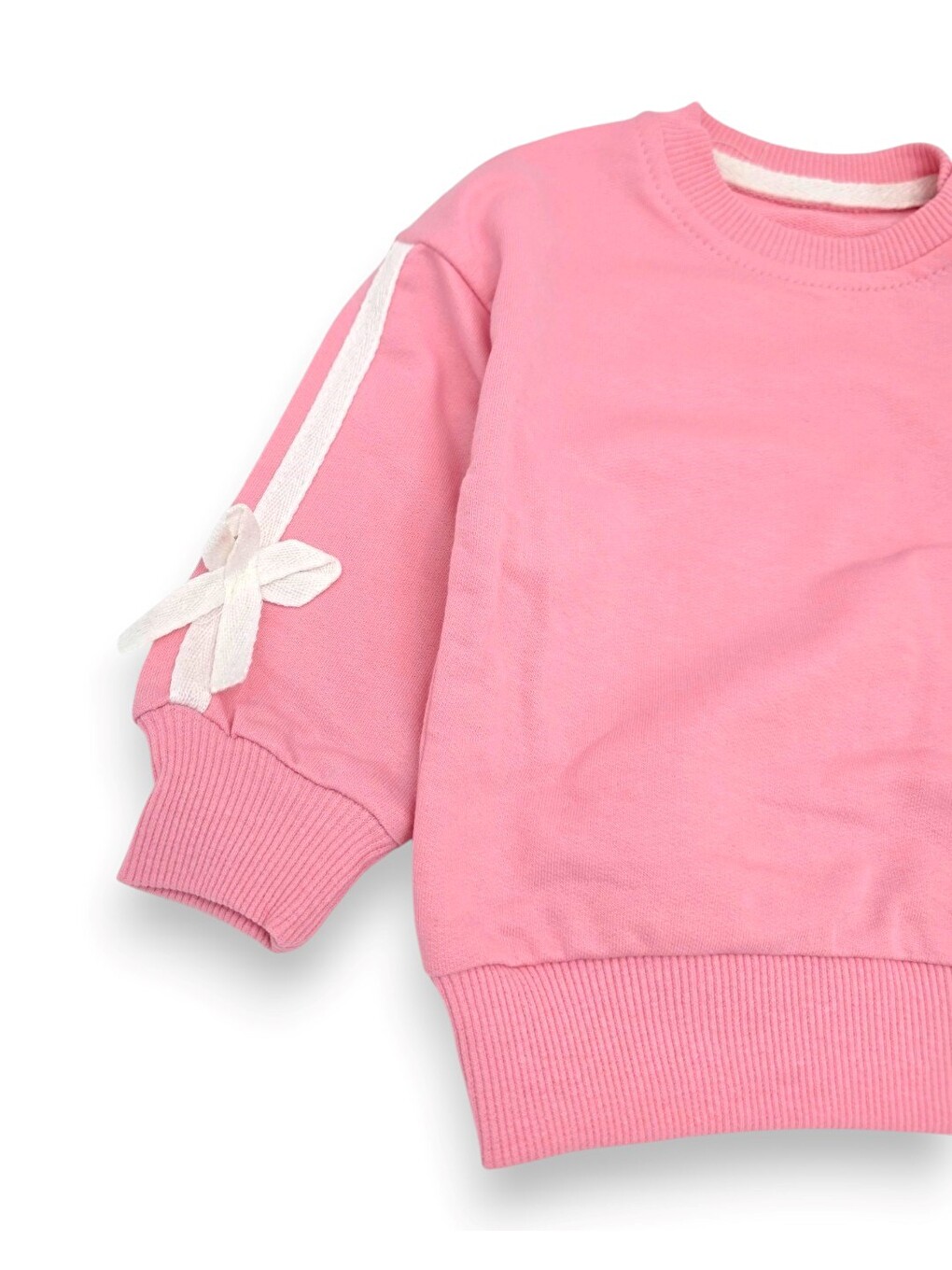 Pembe Kız Bebek Mevimlik Fiyonk Detaylı Nakışlı Mevsimlik Takım-3
