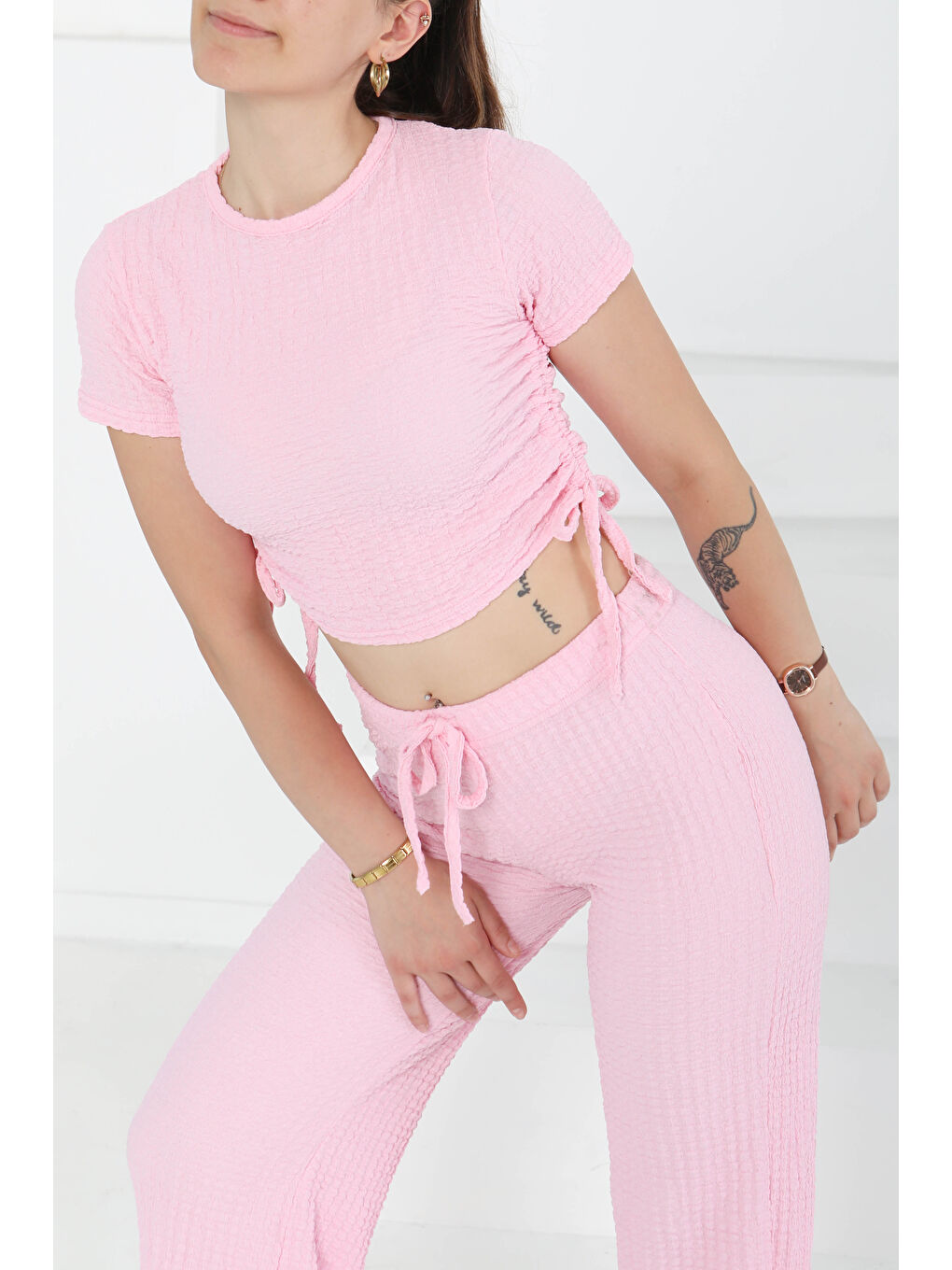 Yan Bağcıklı Takım Pembe - 27277-4