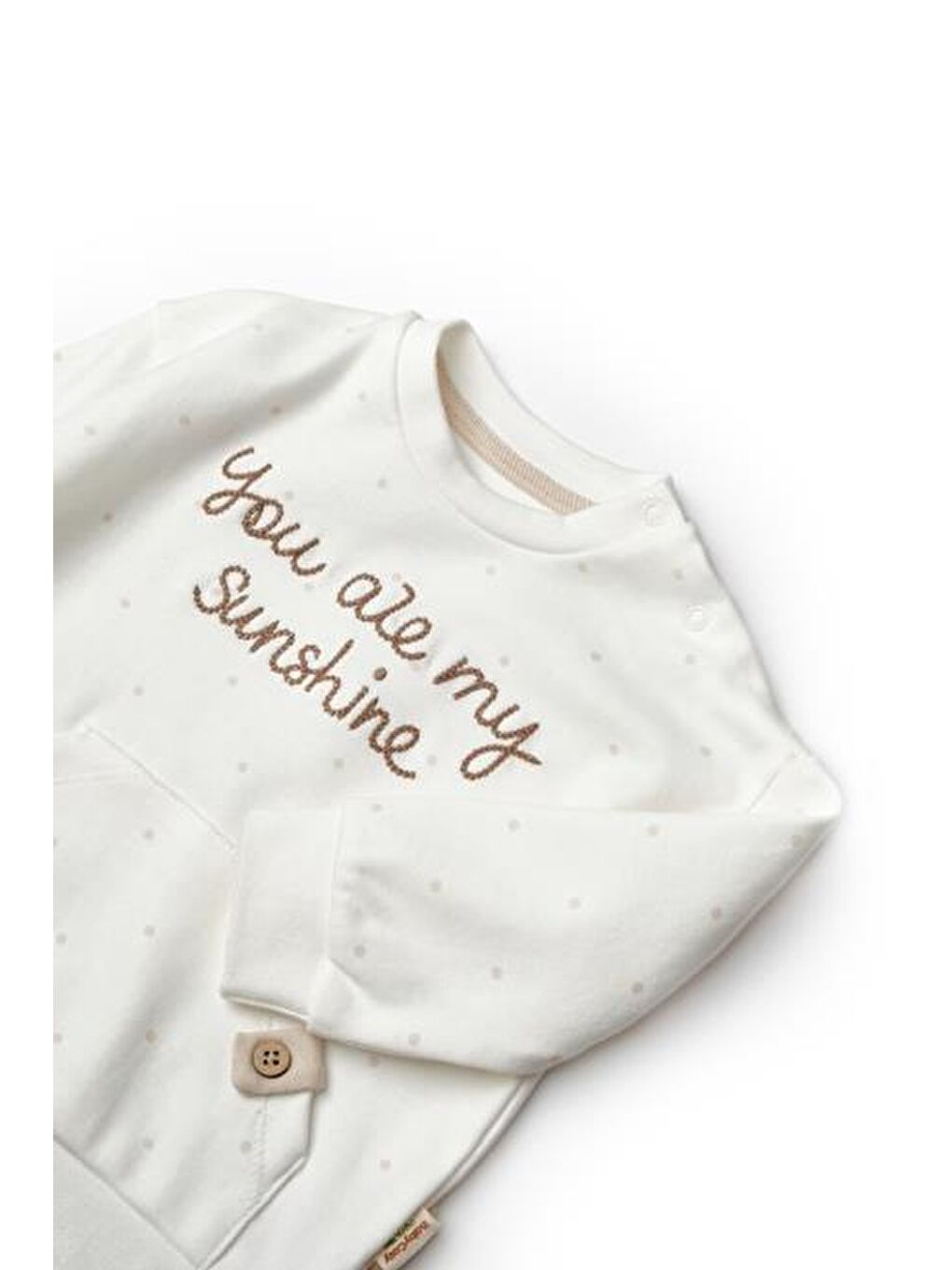 Ekru Bebek Uzun Kollu Tişört ve Pantolon Takımı, %100 Organik Pamuk, Bebek ve Yenidoğan Serisi - CSY8112-4