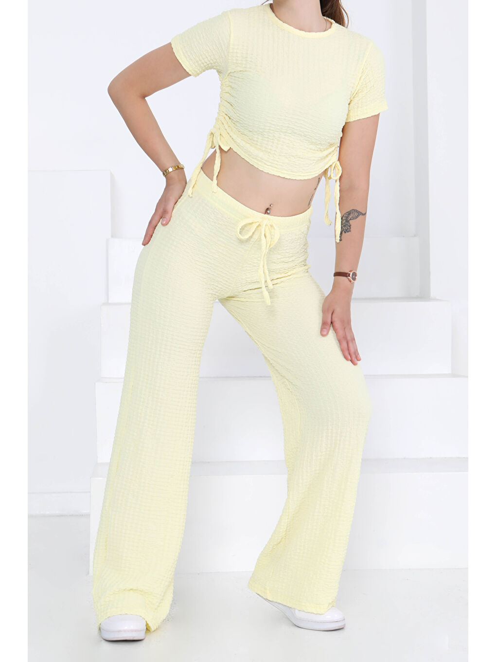 Sarı Yan Bağcıklı Takım Sari - 27277-3