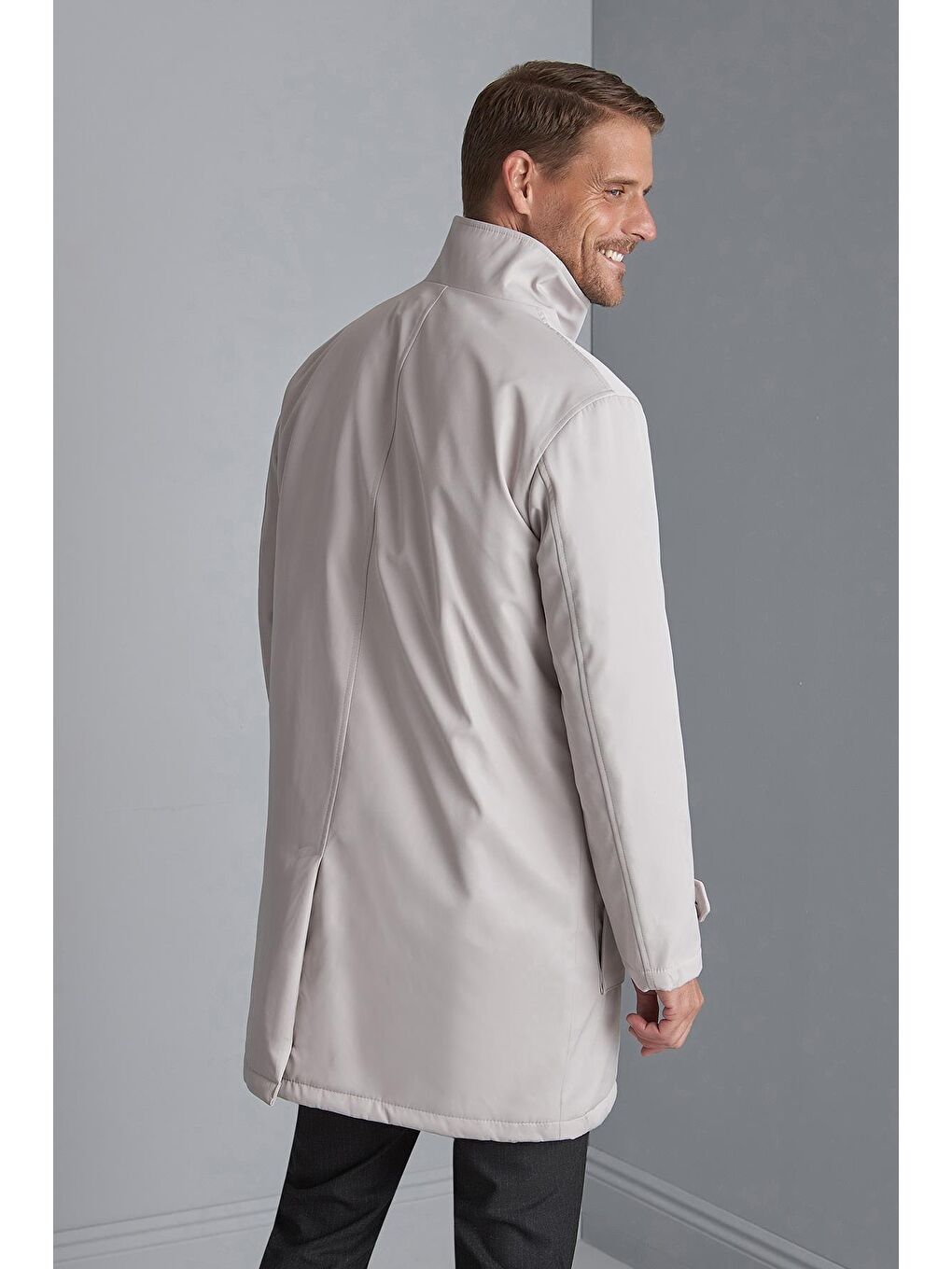 Bej Erkek Taş Uzun Mont-3