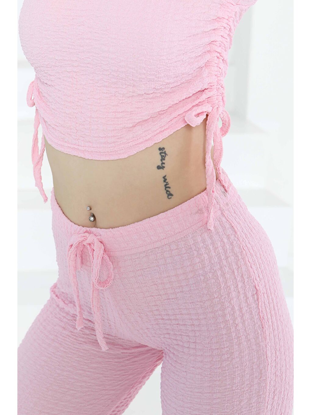 Yan Bağcıklı Takım Pembe - 27277-5