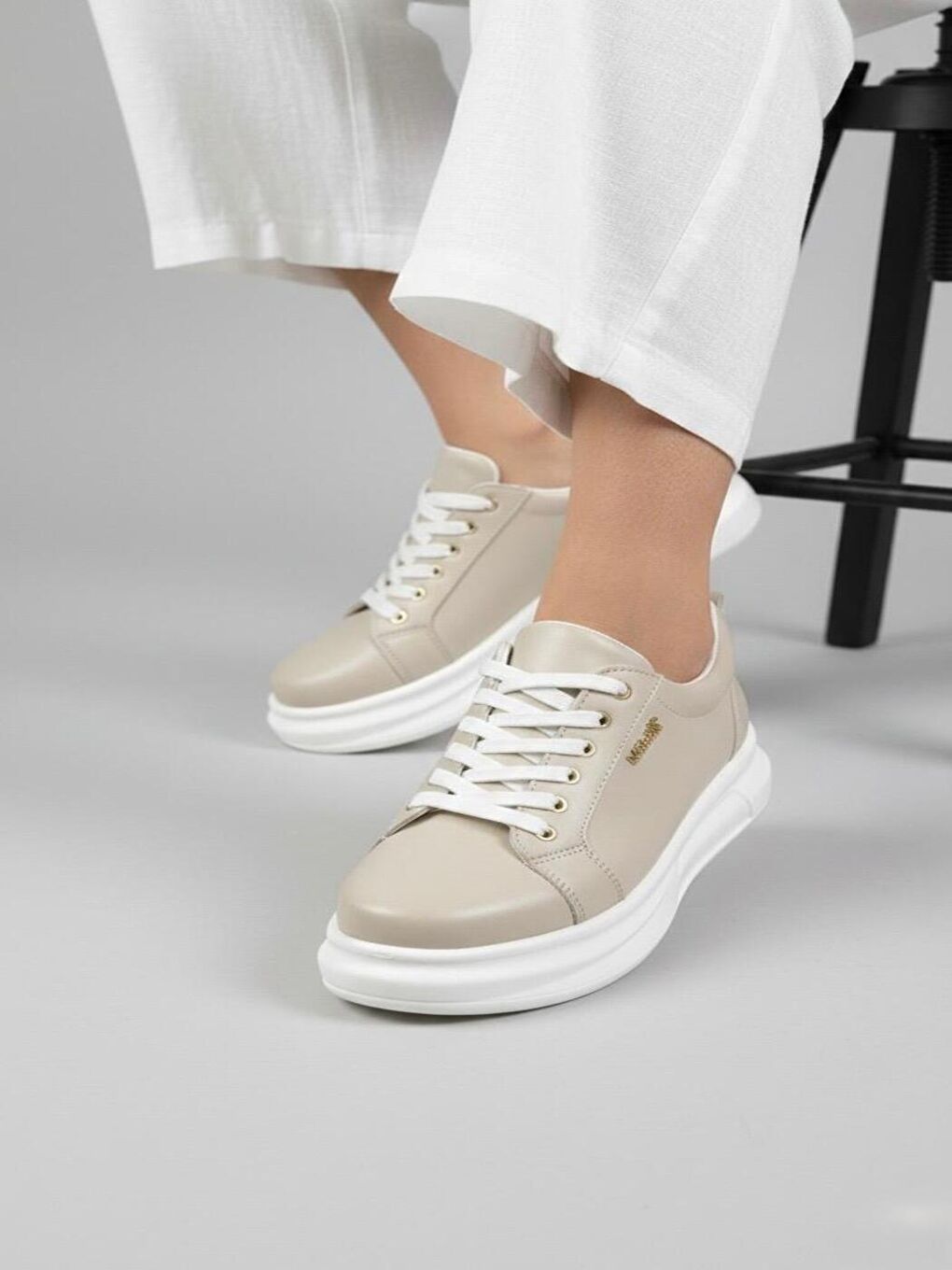 Kadın Less Bej Kalın Tabanlı Ortopedik Günlük Sneaker-3