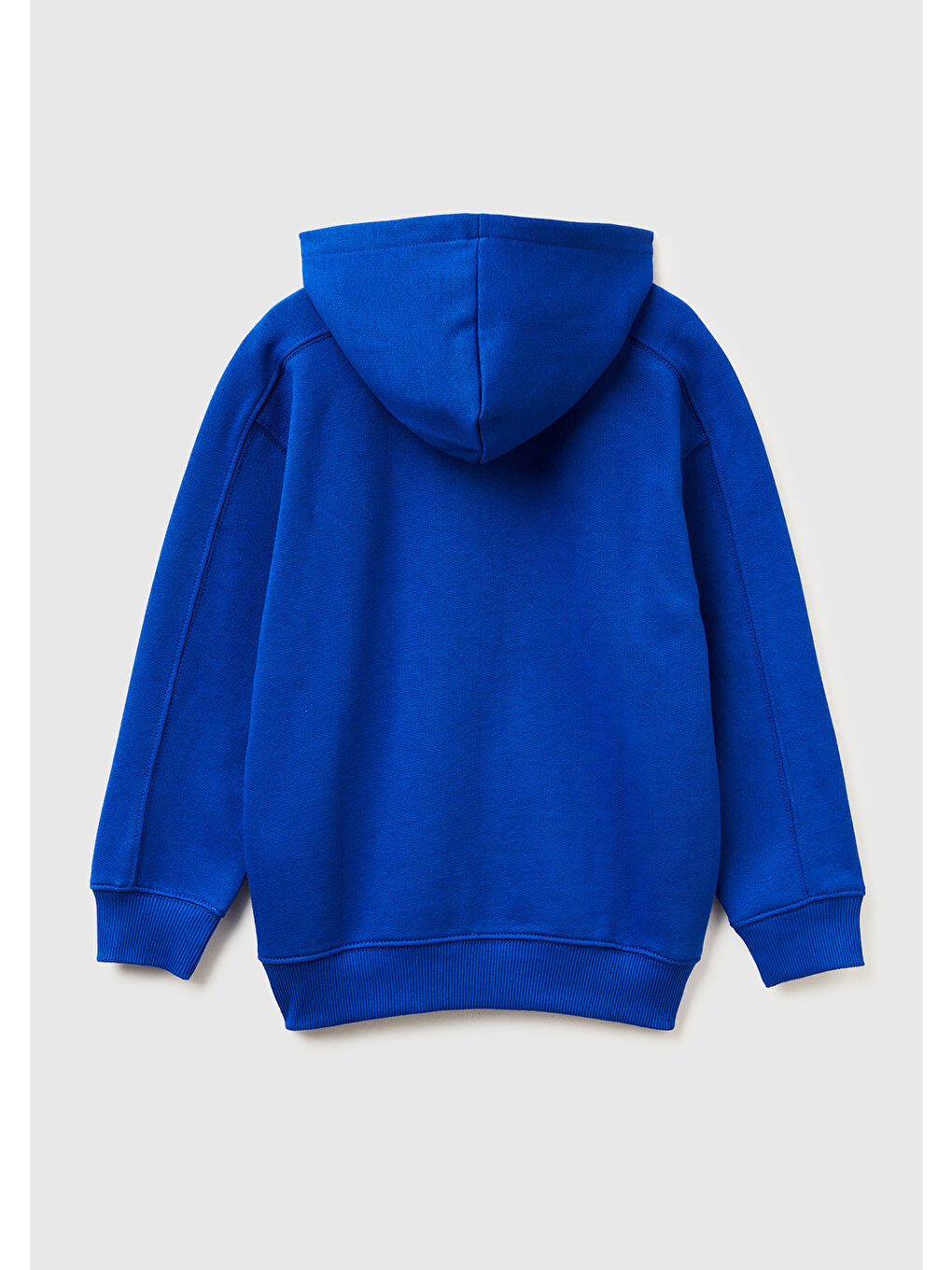 Erkek Çocuk Saks Mavisi Önü Baskılı Düşük Omuzlu Kapüşonlu Sweatshirt-1