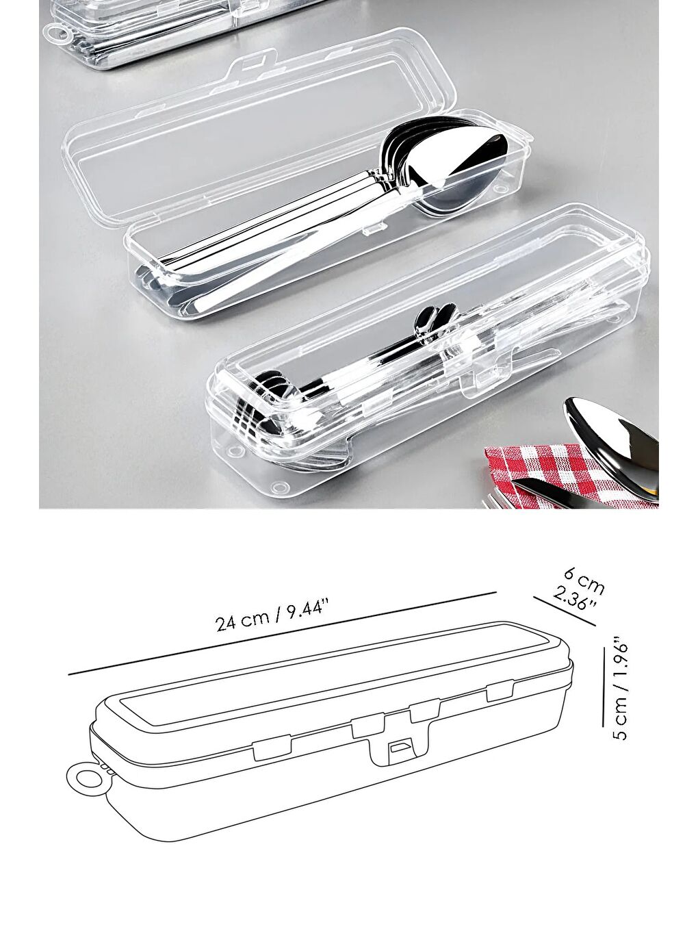 Renksiz 2'li Çatal Bıçak Kaşık Takımı Saklama Kutusu Seti-4