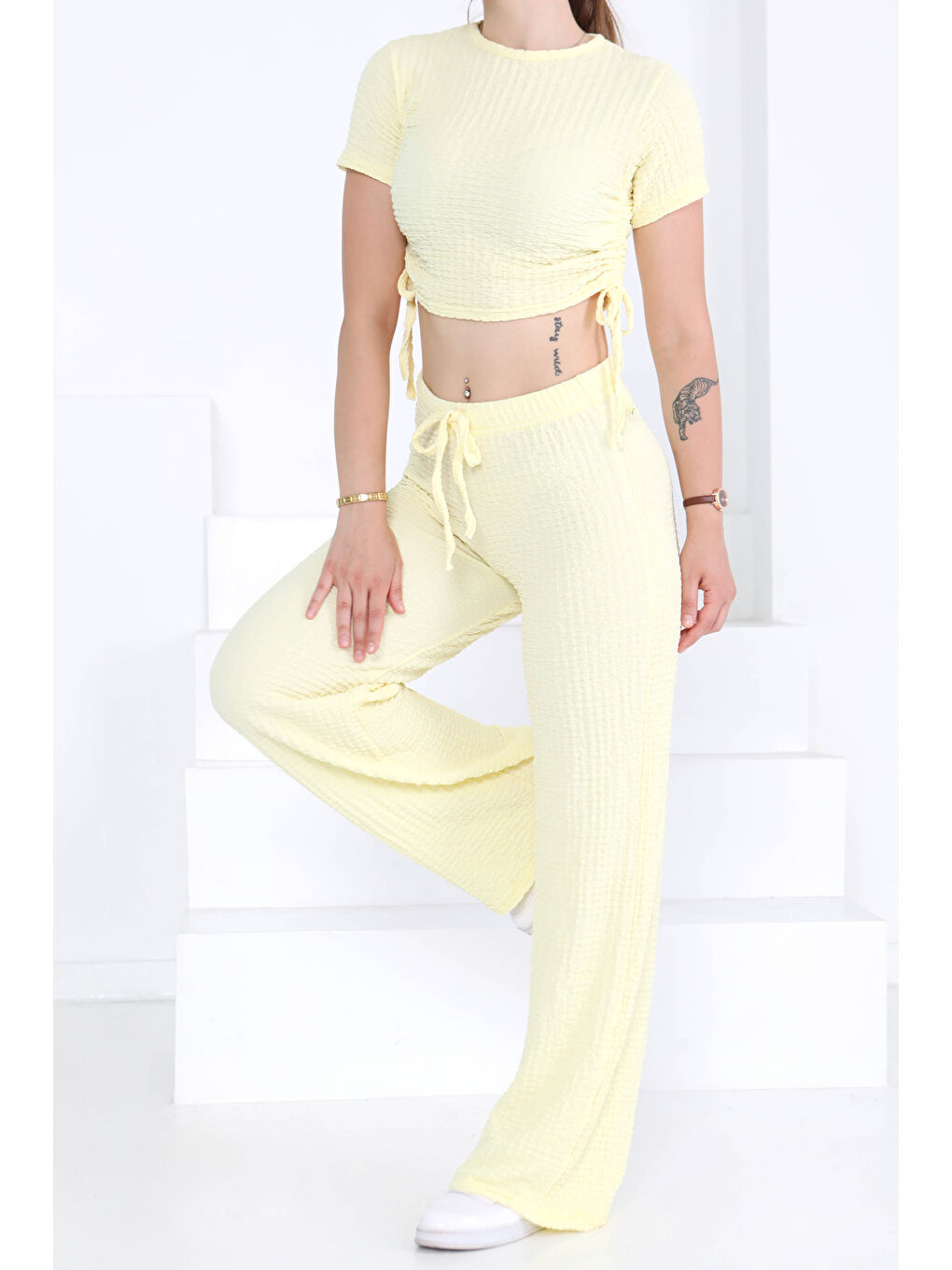 Sarı Yan Bağcıklı Takım Sari - 27277-5