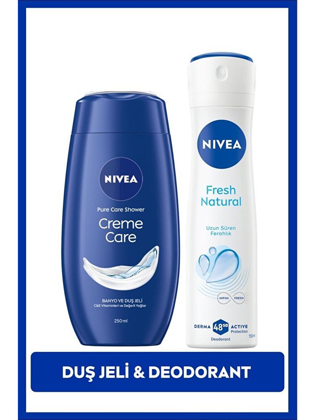 Creme Care Nemlendirici Duş Jeli 250ml ve Kadın Sprey Deodorant Fresh Natural 150ml, 48 Saat Koruma