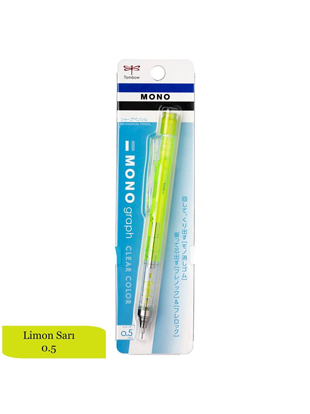 Tombow Limon Sarısı Mono Graph Mekanik Kurşun Kalem 0.5 Şeffaf (DPA-138C)lLimon Sarı