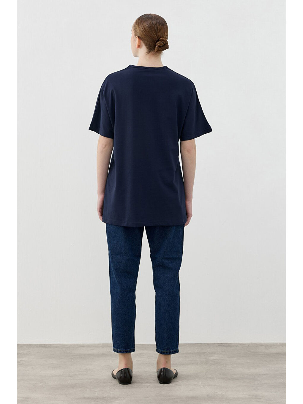 Kısa Kol Basic Pamuklu Tişört 1809 Lacivert-3