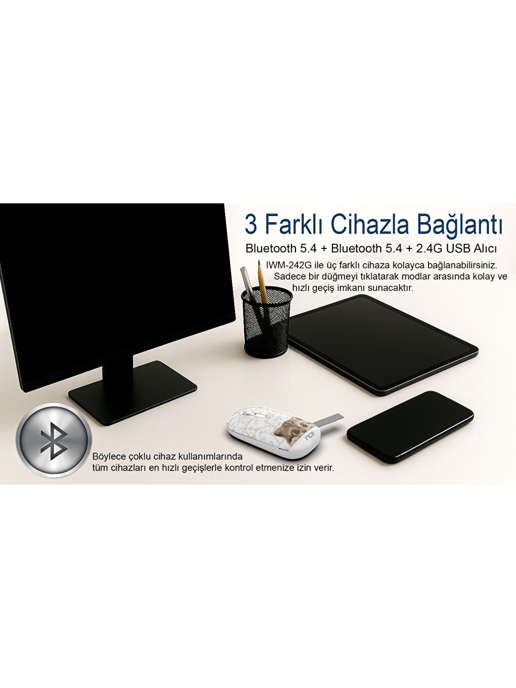 IWM-242K Bluetooth+Wireless Double Mod Rechargeable Silent Mouse-1