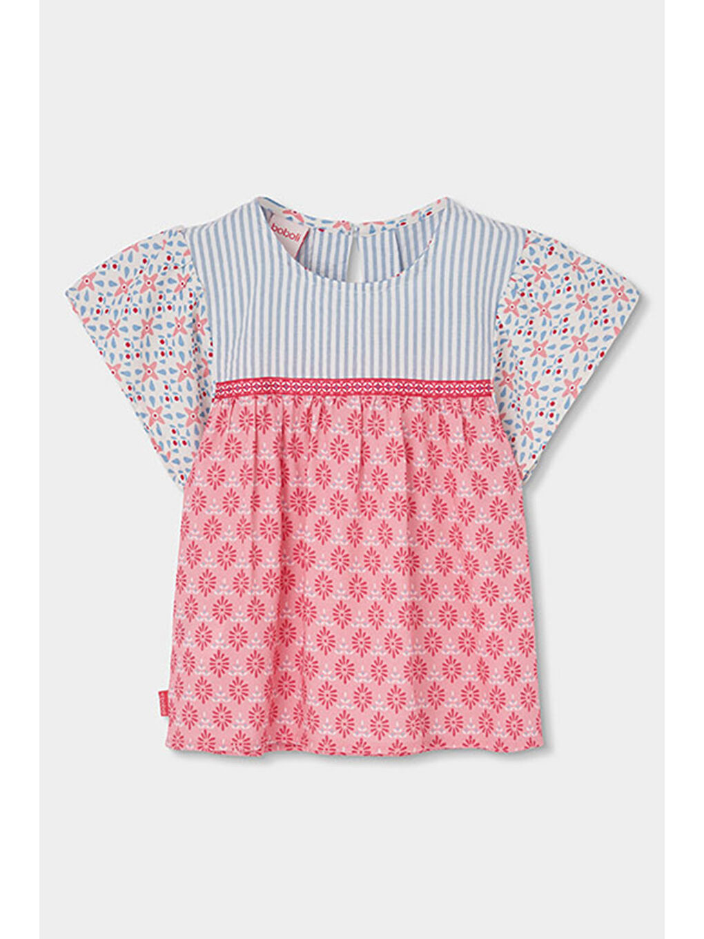 Karışık Kolları Fırfırlı Çizgili Tshirt 2-6 Yaş Çok Renkli-1