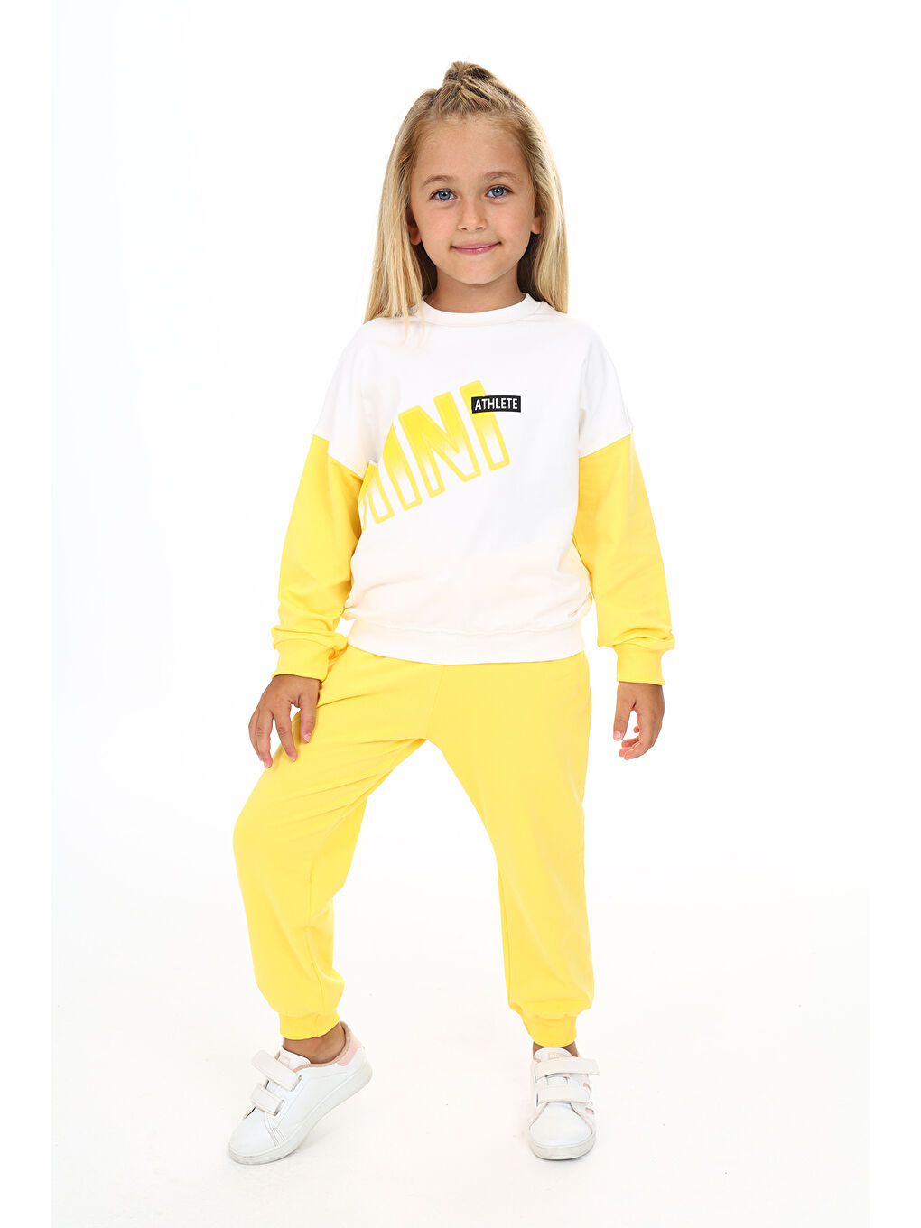 Sarı Kız Çocuk Baskılı Eşofman Takım