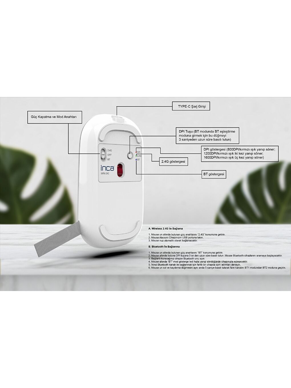 IWM-242K Bluetooth+Wireless Double Mod Rechargeable Silent Mouse-2