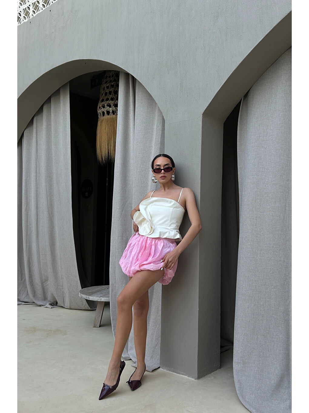 Kadın Pembe Balon Etek 1017-4139-5