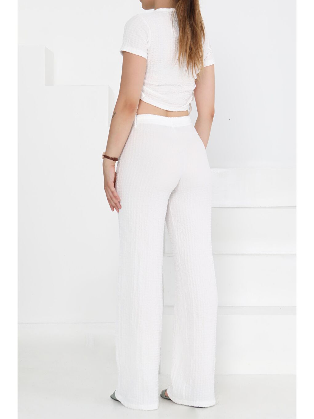 Yan Bağcıklı Takım Beyaz - 27277-5