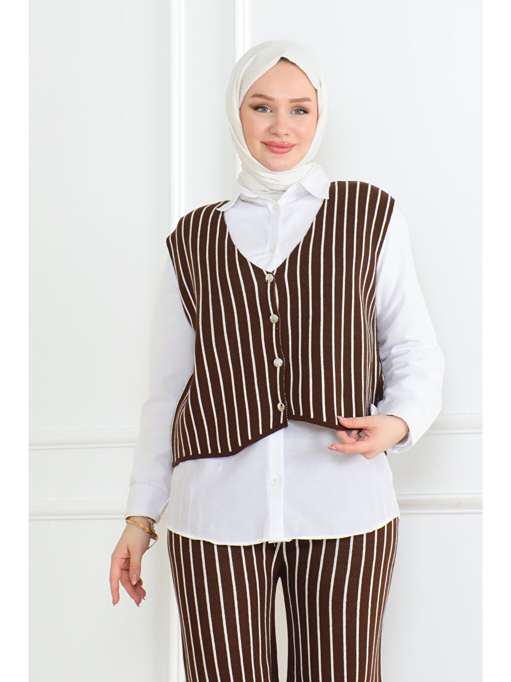 Kahverengi Üçlü Triko Takım Kahve - 26612-1