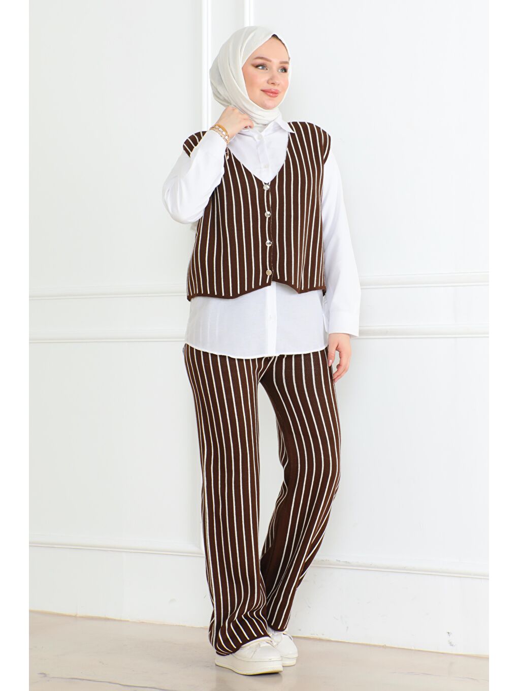 Kahverengi Üçlü Triko Takım Kahve - 26612-3