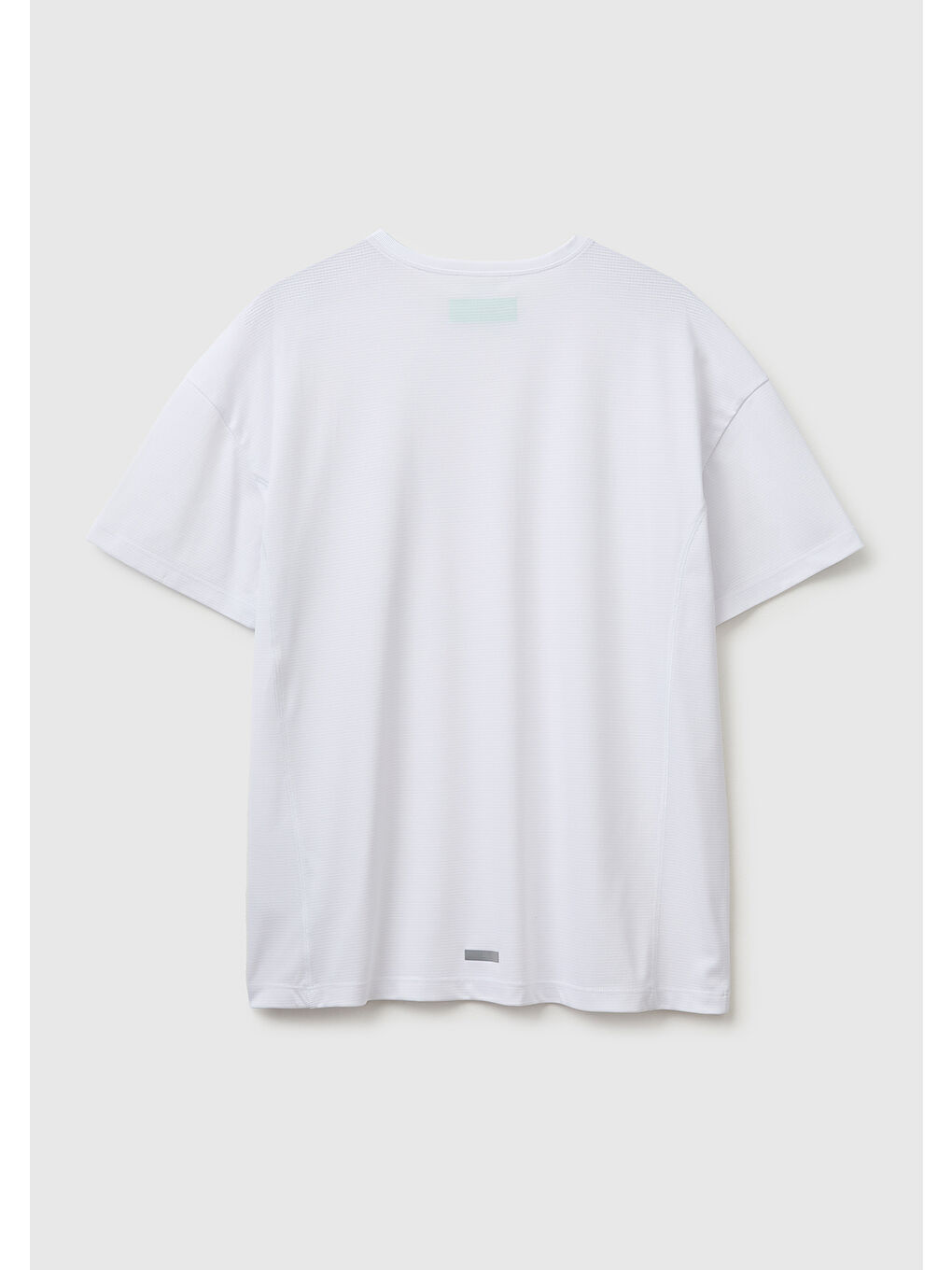 Erkek Beyaz  Reflektif Baskılı Logolu Bisiklet Yaka T-Shirt-1