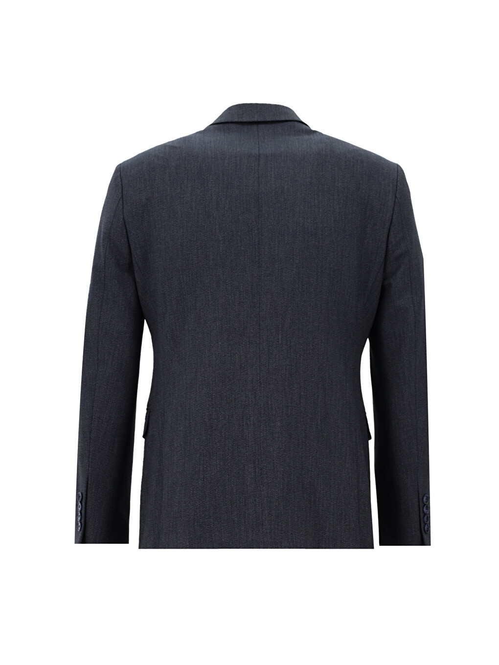 Lacivert Slim Fit Dar Kesim Beli Lastikli İpli Desenli Takım Elbise-2