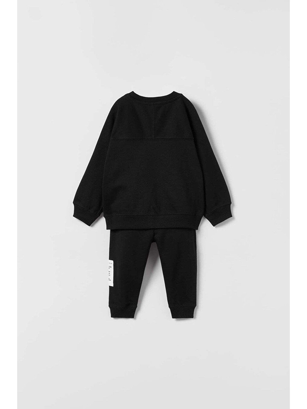 Unisex Siyah Basic Baskılı 3 İplik Kumaş Eşofman Altüst Takım-1
