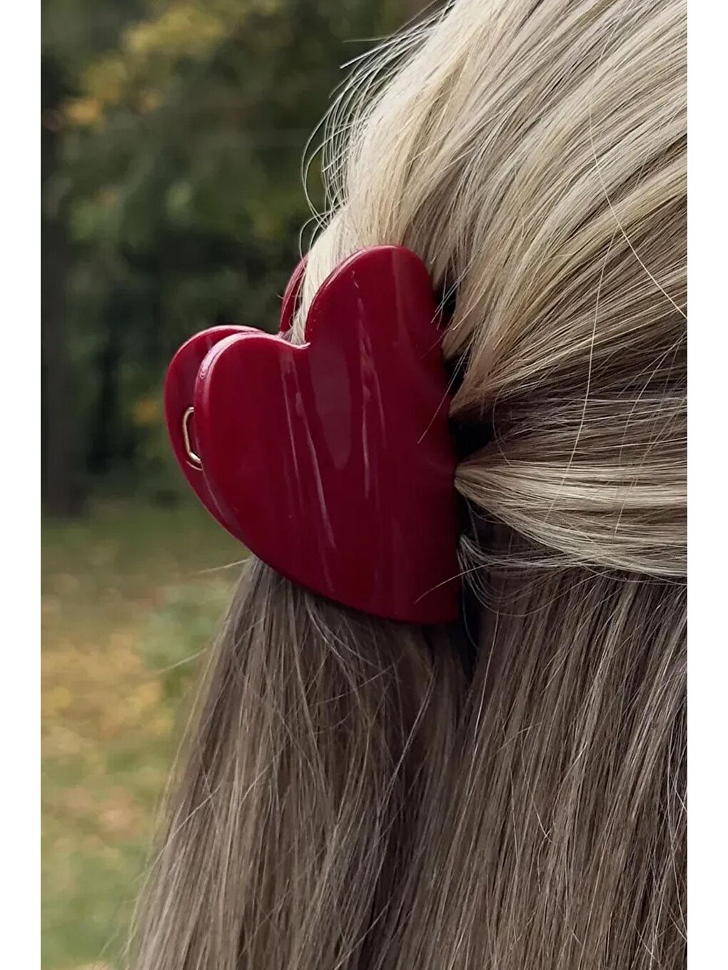 Bordo Kalp Model Lüks Asetat Mandal Toka-2