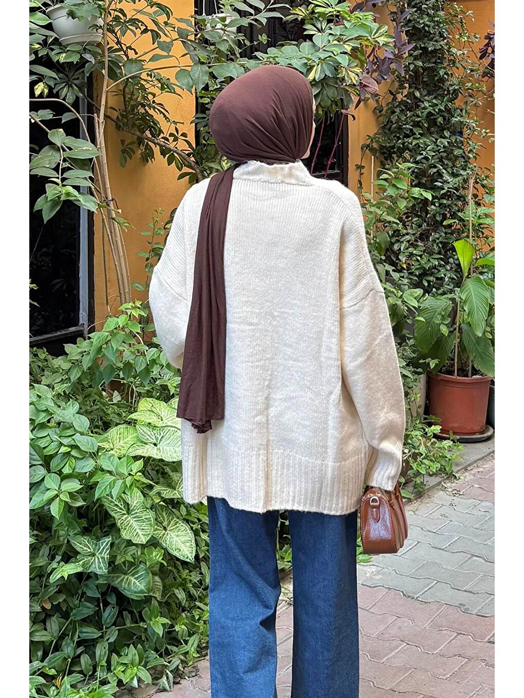 Bej Salaş Dokulu Basic Hırka Natural-3