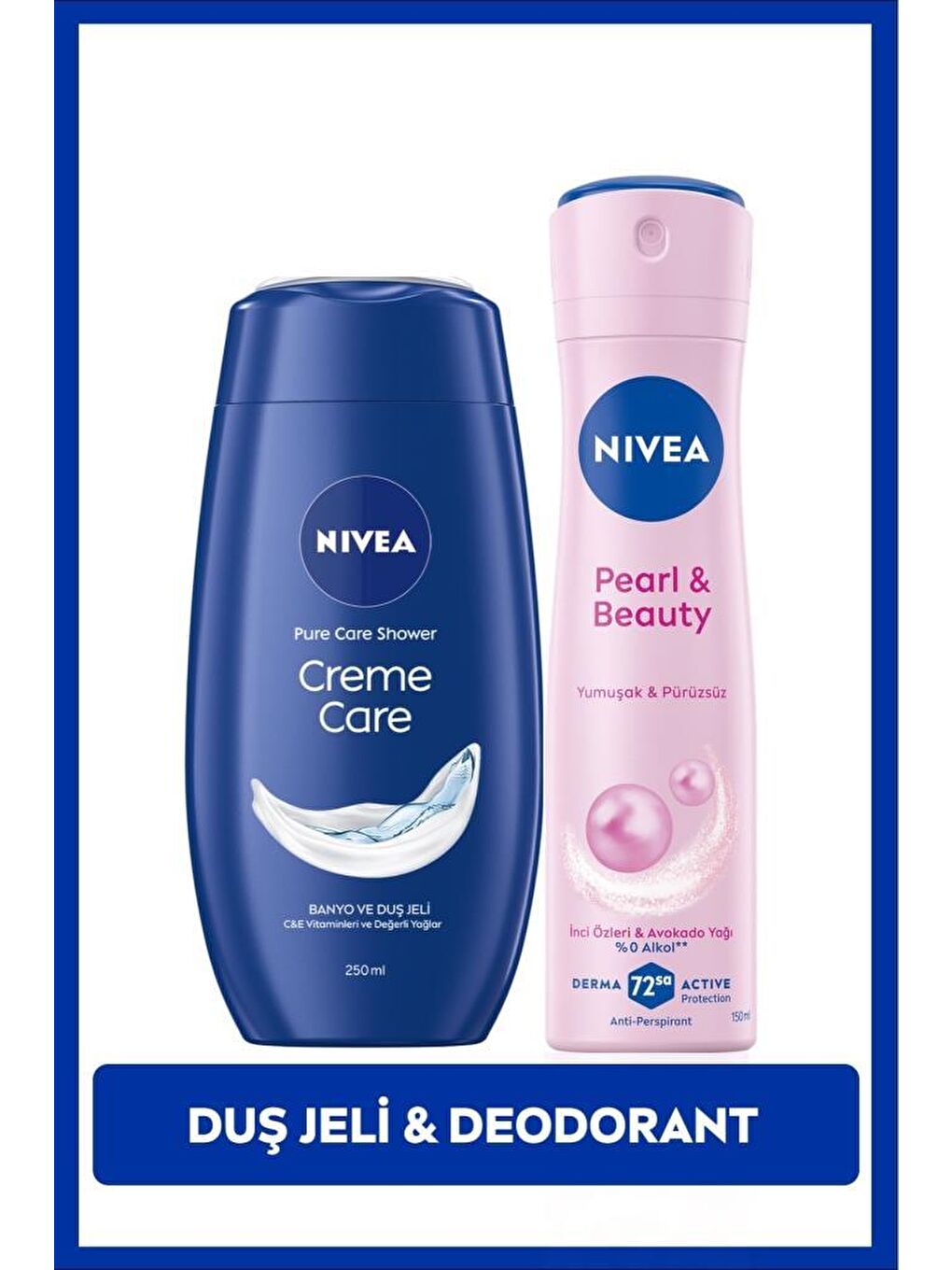 Creme Care Nemlendirici Duş Jeli 250ml ve Sprey Deodorant Pearl&Beauty 150ml,72 Saat Anti-perspirant