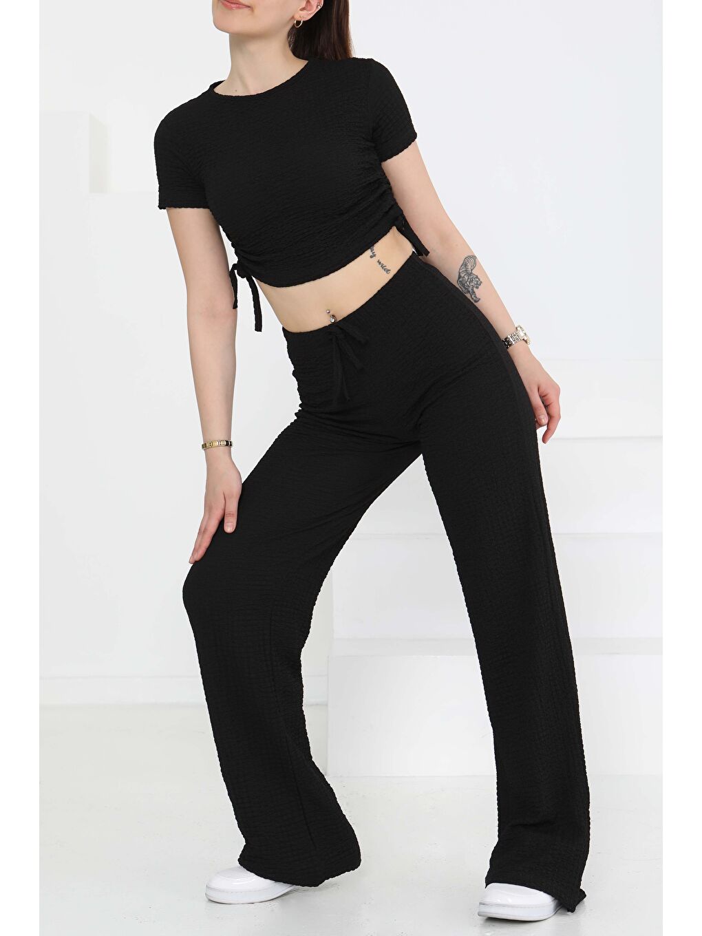 Yan Bağcıklı Takım Siyah - 27277-1