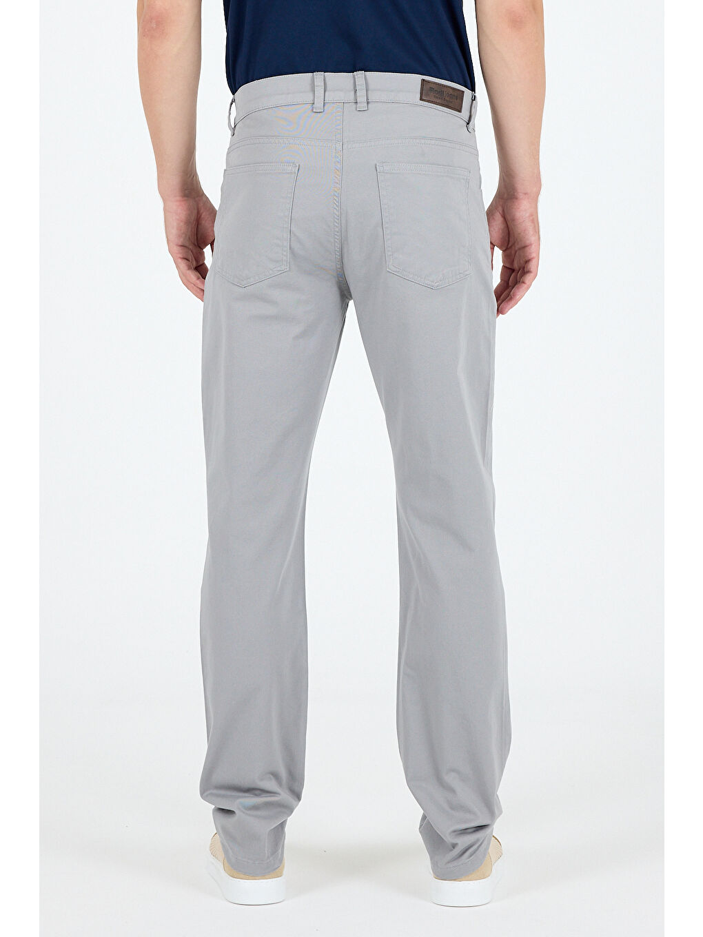 Gri Erkek Regular Fit Gabardin %98 Pamuk %2 Elastan Rahat Günlük Klasik Düz Kesim Pantolon-4
