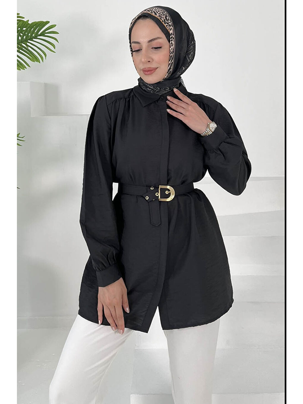 Kemerli Tunik Siyah - 27002