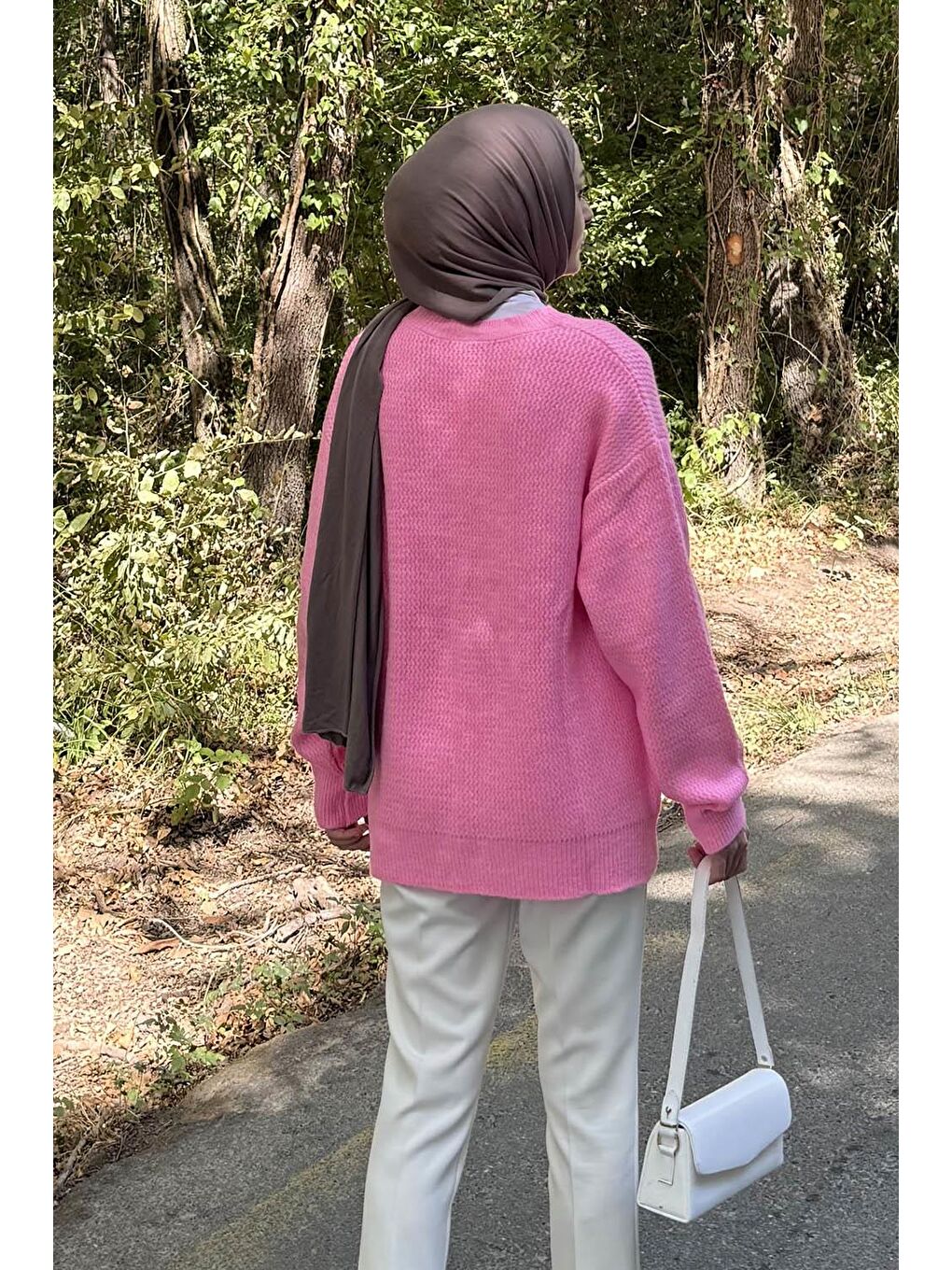 İnce Örgülü Kazak Pembe-3