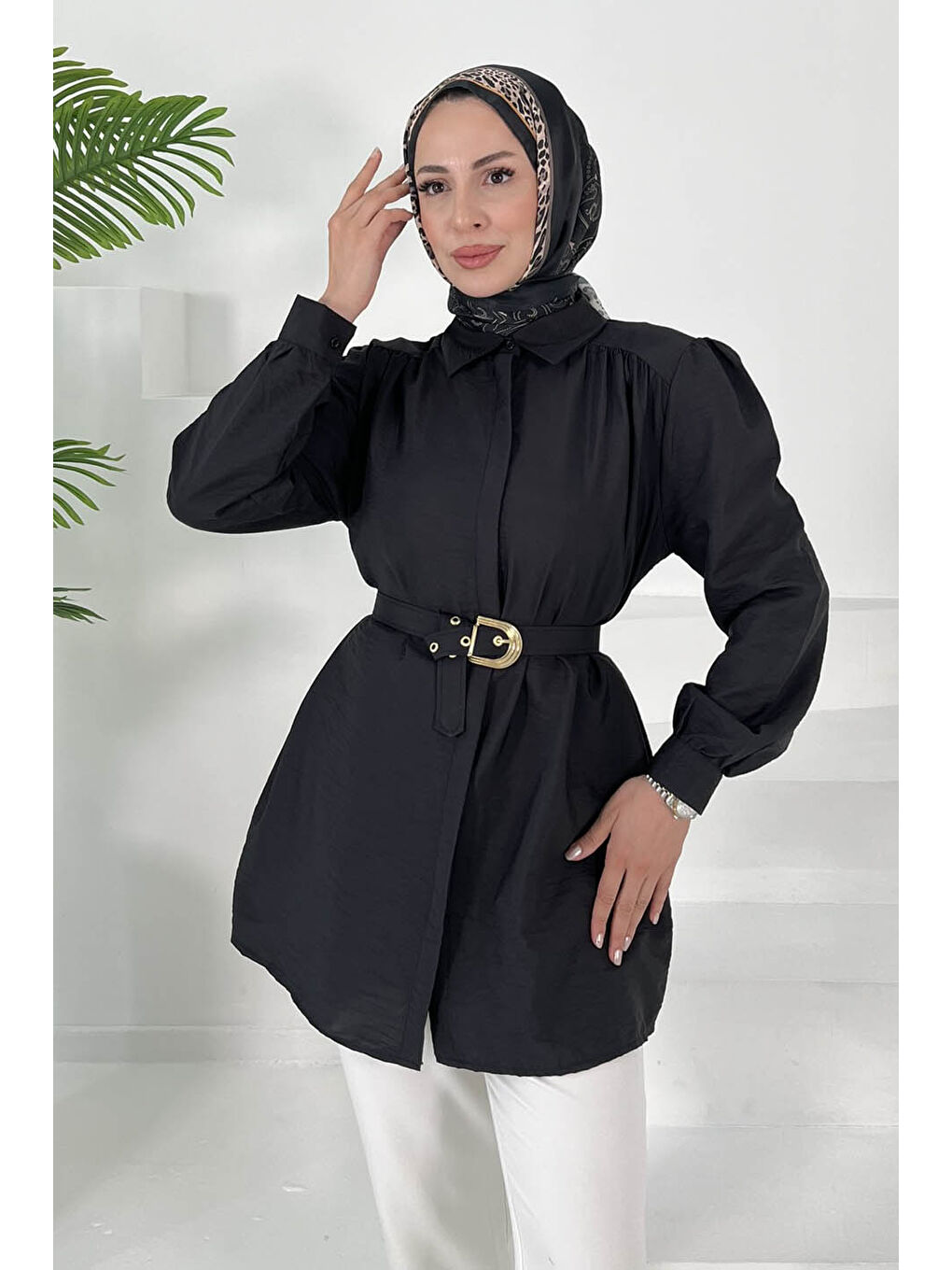 Kemerli Tunik Siyah - 27002-1