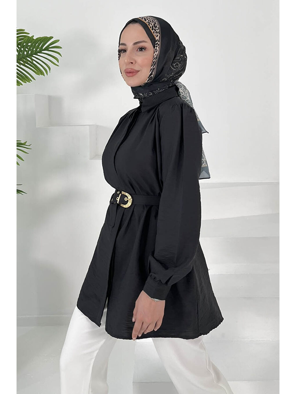 Kemerli Tunik Siyah - 27002-2