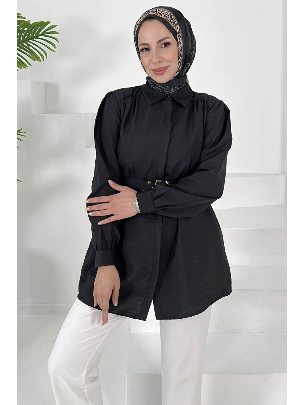 Kemerli Tunik Siyah - 27002-3