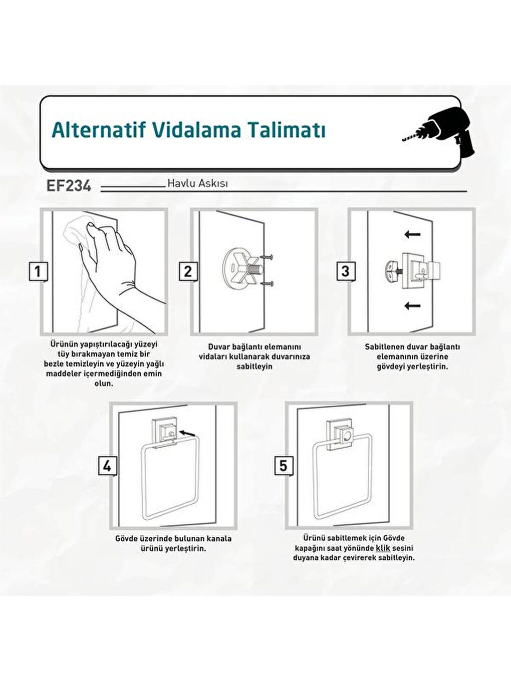 Siyah Easy Fix Kare Havluluk-1