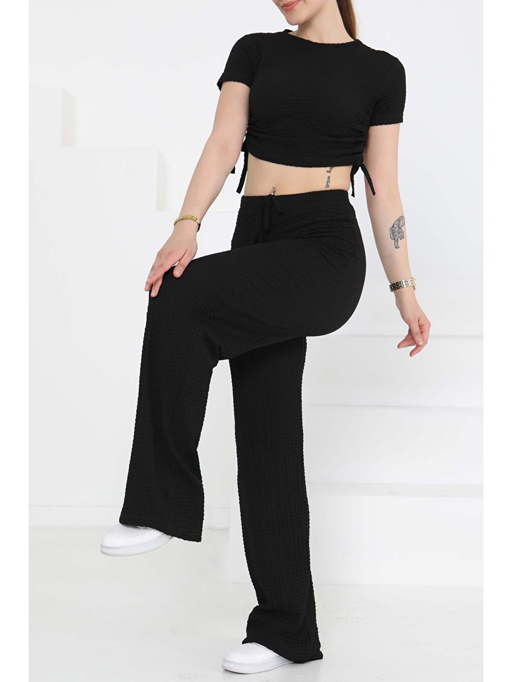 Yan Bağcıklı Takım Siyah - 27277-3