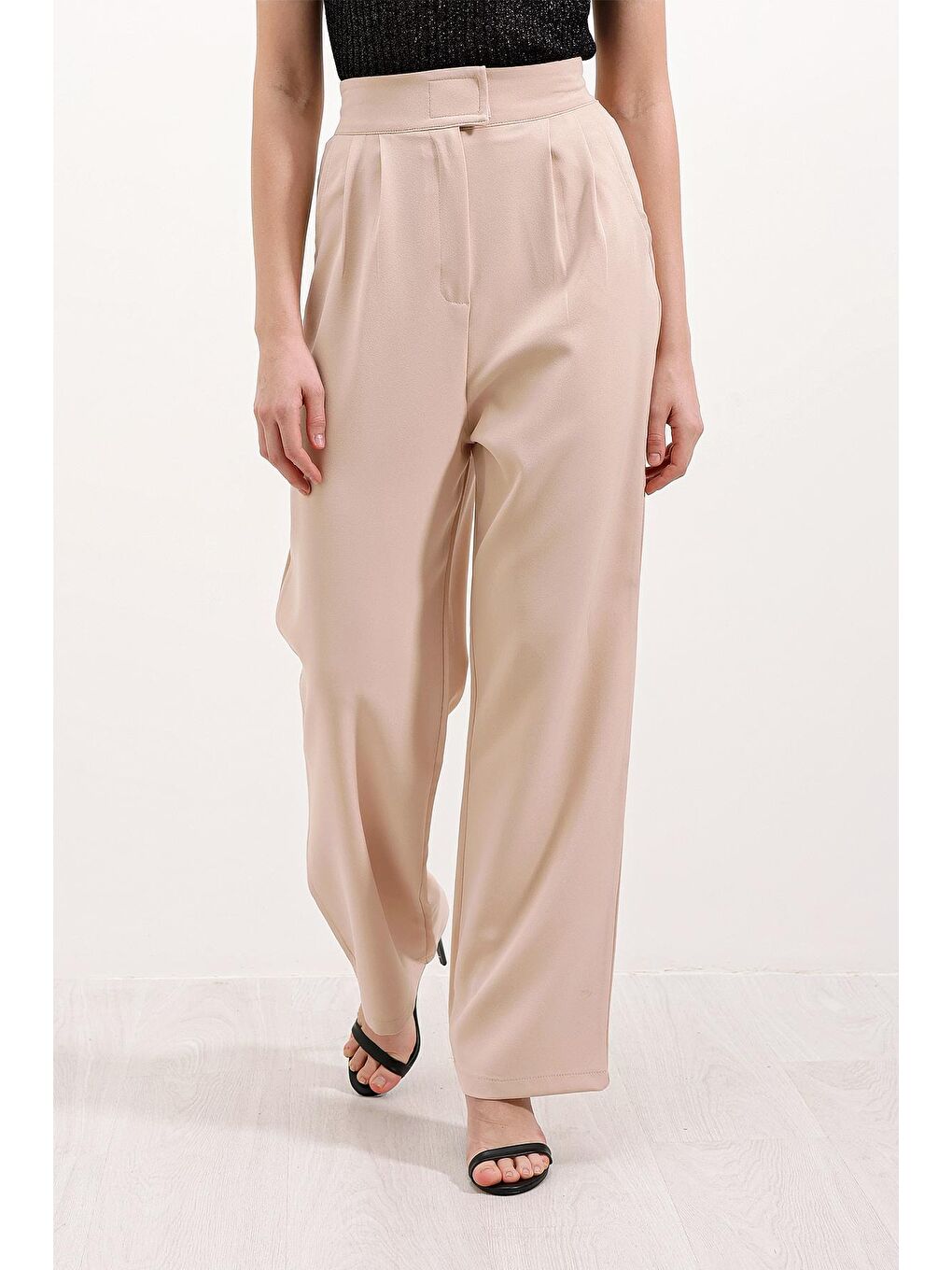 6612 Yüksek Bel Kumaş Pantolon - Bej