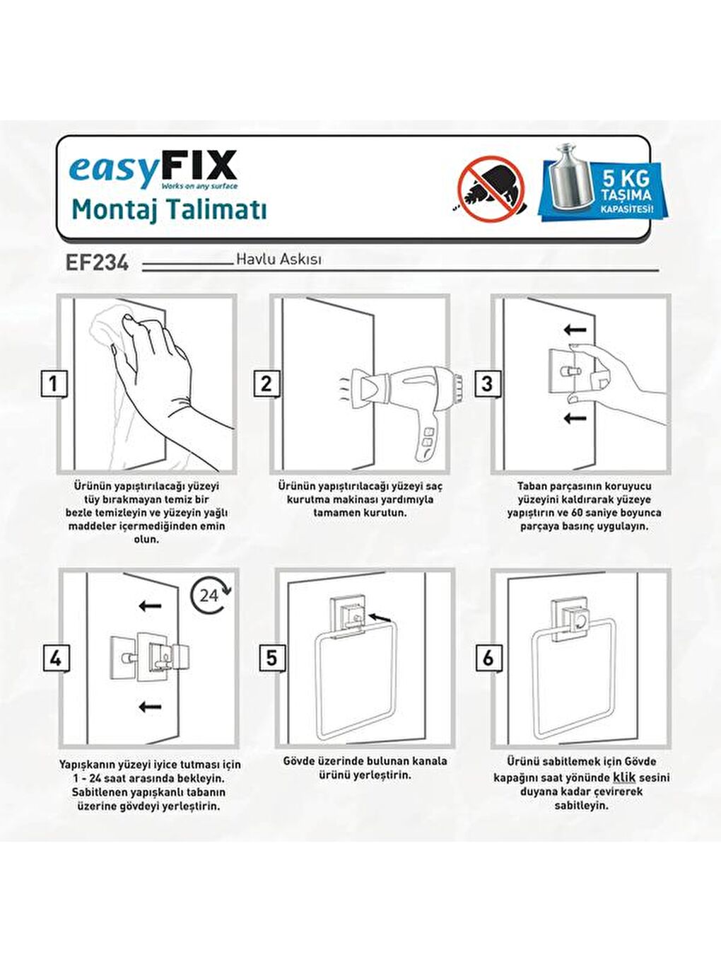 Siyah Easy Fix Kare Havluluk-2