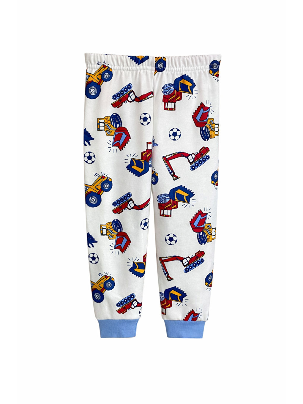 Mavi Erkek Çocuk %100 Doğal Pamuk Yüksek Kalite Uzun Kollu Manşetli Pijama Takımı-7