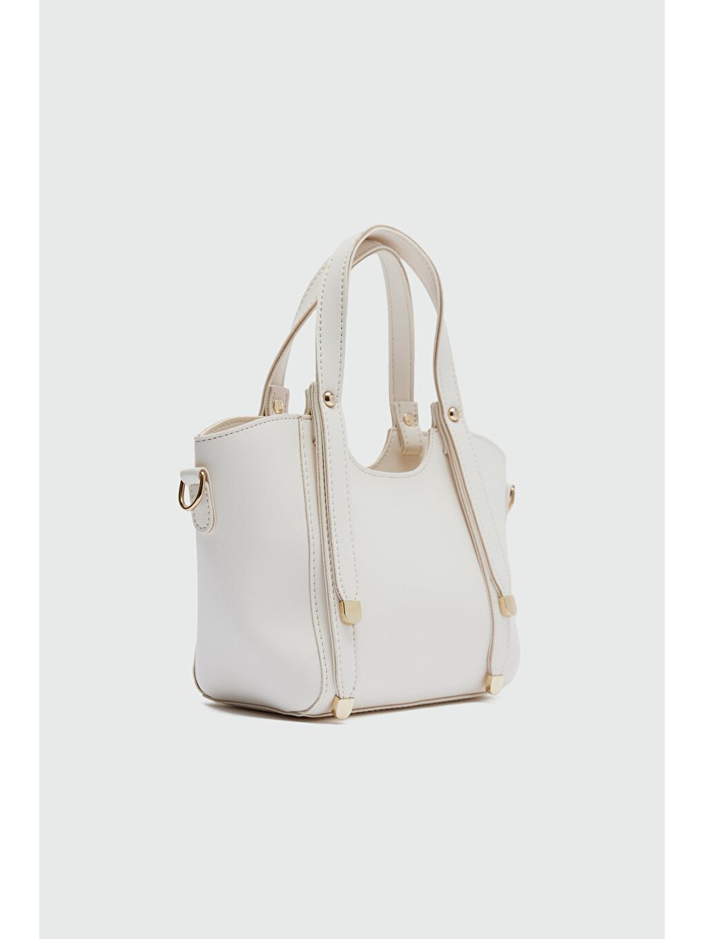 Ekru Pureline El Ve Çapraz Çanta Krem-2