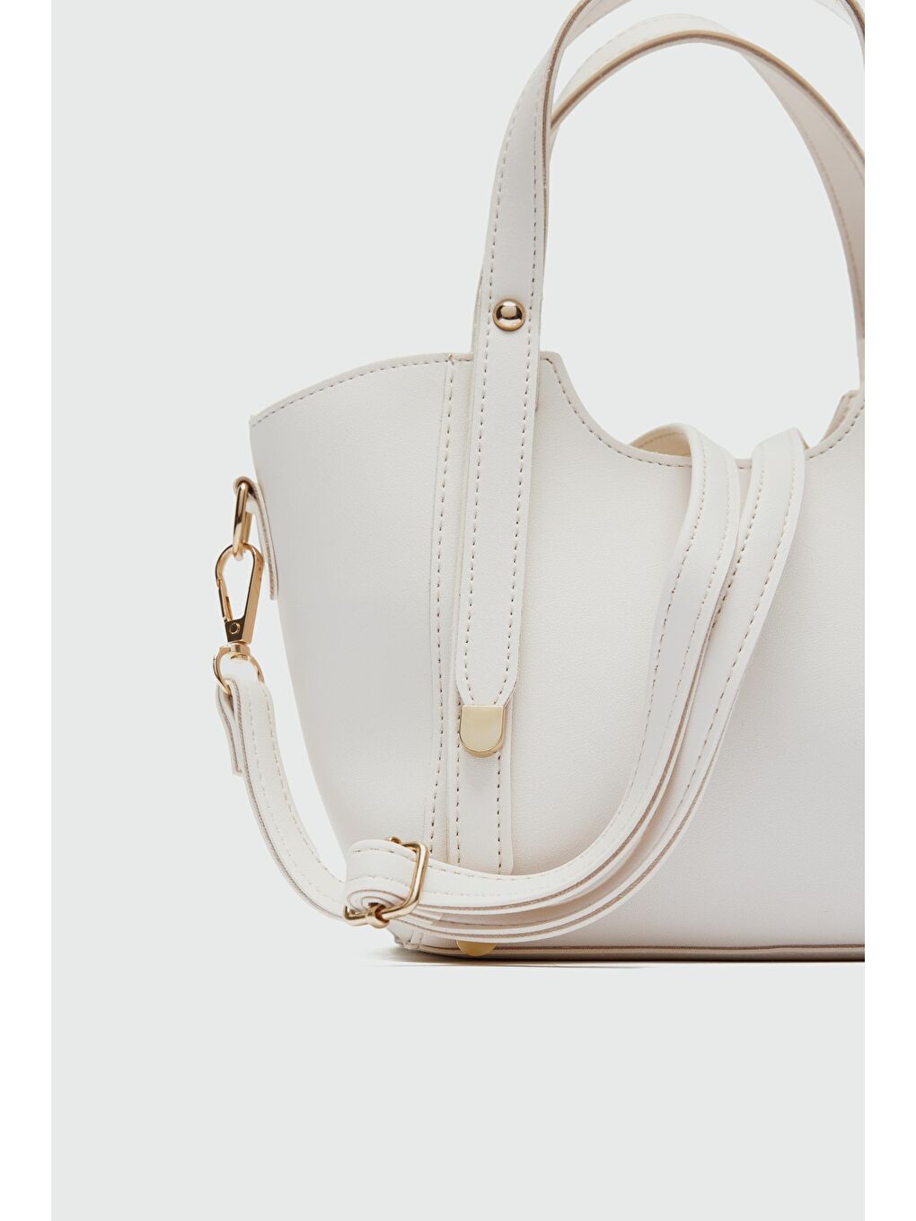 Ekru Pureline El Ve Çapraz Çanta Krem-3