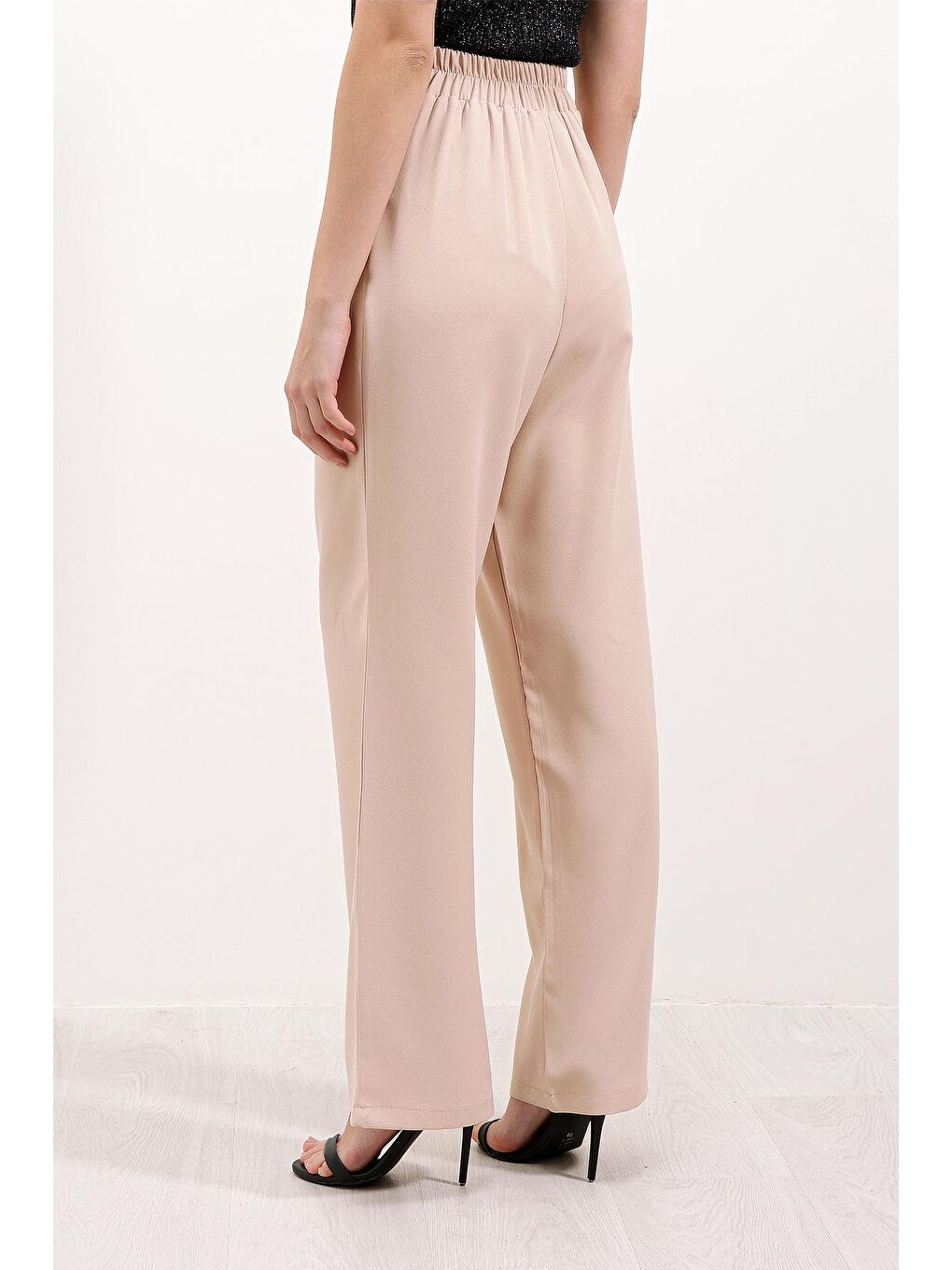 6612 Yüksek Bel Kumaş Pantolon - Bej-3